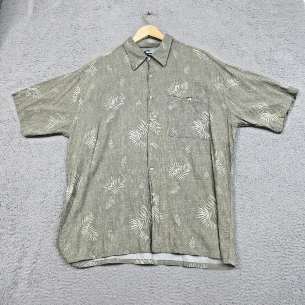 Vintage Corsini Capri Hawaiian Camp Shirt Men XL Tan Rayon Palm Leaf‎ 90s Korea